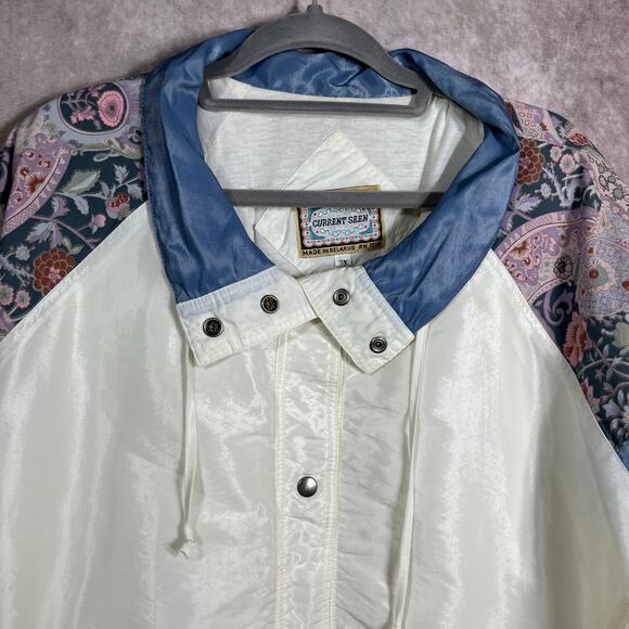 Vintage Current Seen Windbreaker Jacket Womens 3X White Floral Cottagecore - Picture 2 of 11